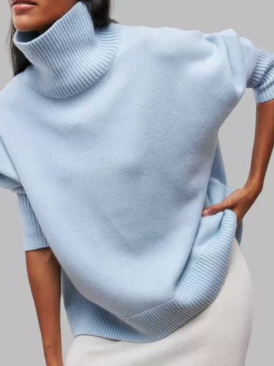 Turtleneck Dropped Shoulder Sweater