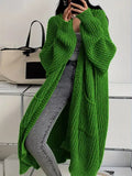 Full Size Chunky Knit Openwork Longline Cardigan